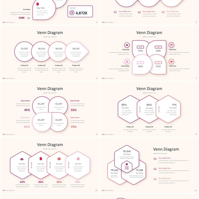 韦恩图文氏图信息图表PPT模板Venn Diagram v2 - Infographic Presentation Template