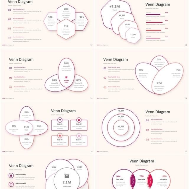 韦恩图文氏图信息图表PPT模板Venn Diagram v2 - Infographic Presentation Template