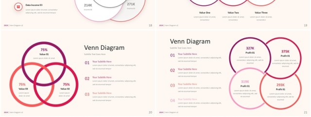 韦恩图文氏图信息图表PPT模板Venn Diagram v2 - Infographic Presentation Template