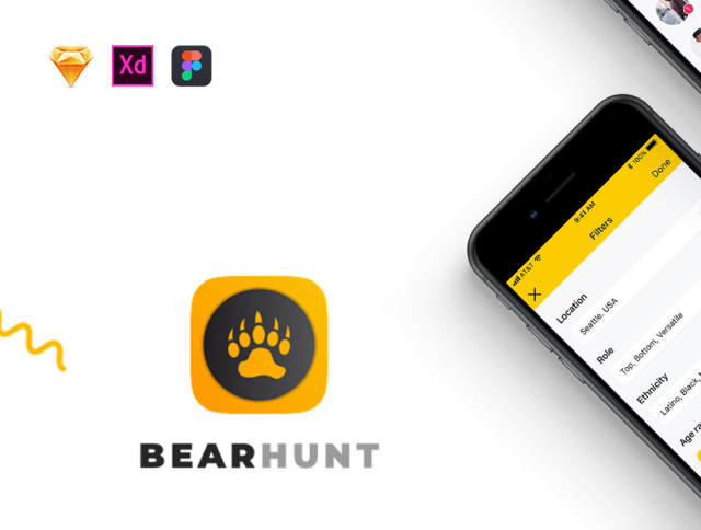 最热门的iOS约会应用程序适用于同性恋,双性恋和好奇的熊人。,BearHunt UI Kit 最热门的iOS约会应用程序适用于同性恋,双性恋和好奇的熊人。,BearHunt UI Kit