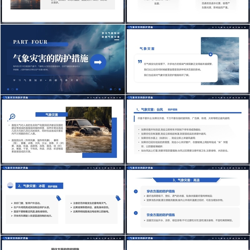 蓝色简约风国际气象节介绍PPT模板