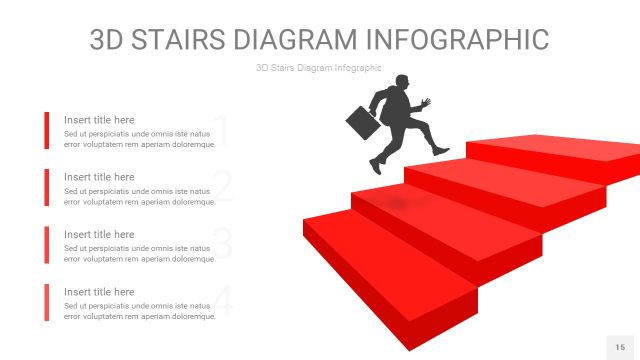 红色3D阶梯PPT图表15