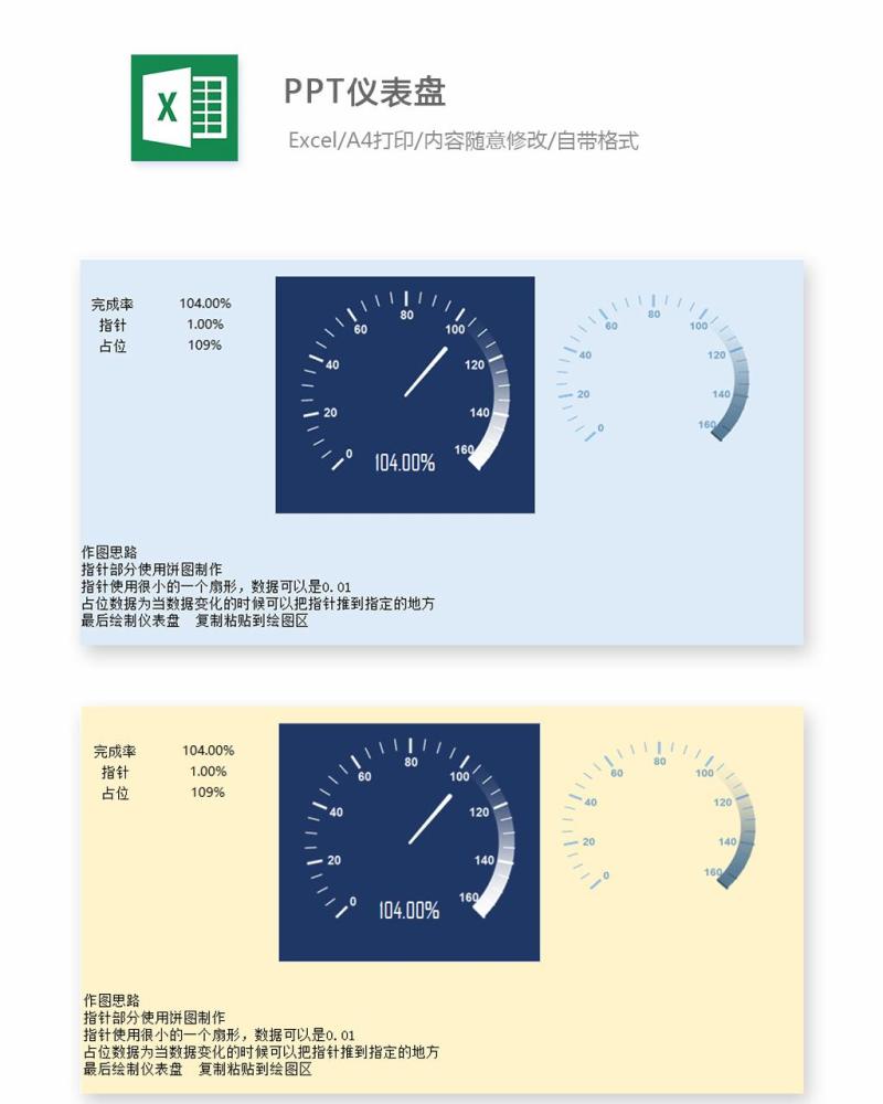 PPT仪表盘Excel表格模板