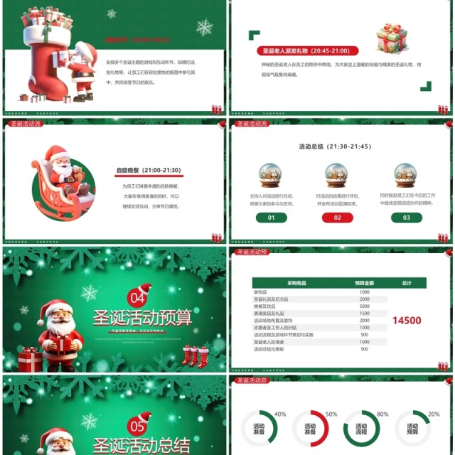 绿色卡通风圣诞元旦活动策划PPT模板 绿色卡通风圣诞元旦活动策划PPT模板