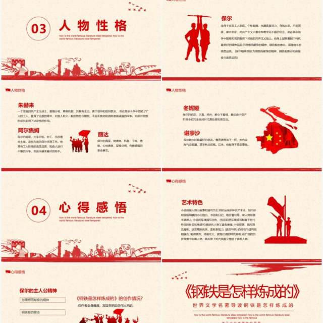 世界文学名著导读钢铁是怎样炼成的动态PPT模板 世界文学名著导读钢铁是怎样炼成的动态PPT模板