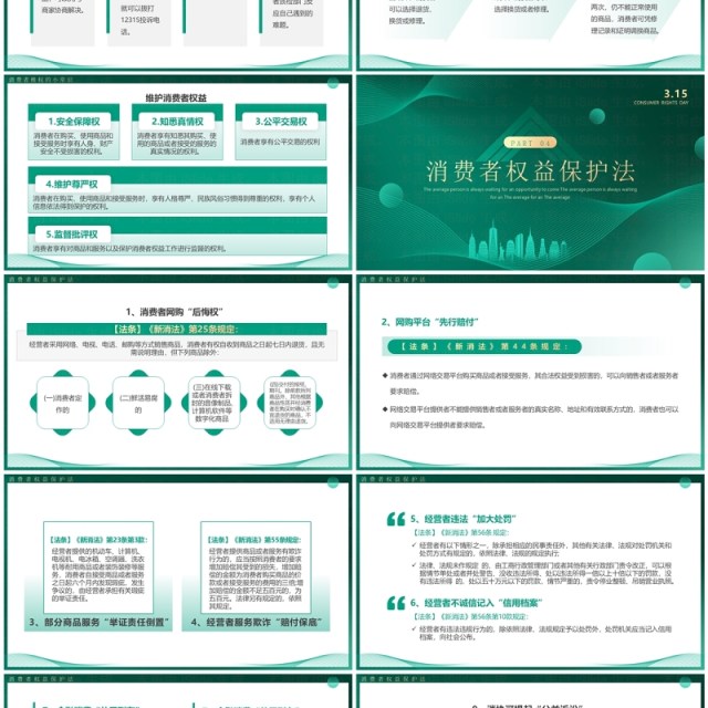 绿色简约风315消费者权益日PPT模板