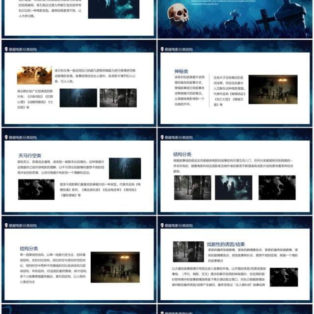 悬疑电影故事分类结构解析微电影化的应用动态PPT模板 悬疑电影故事分类结构解析微电影化的应用动态PPT模板