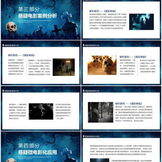 悬疑电影故事分类结构解析微电影化的应用动态PPT模板 悬疑电影故事分类结构解析微电影化的应用动态PPT模板