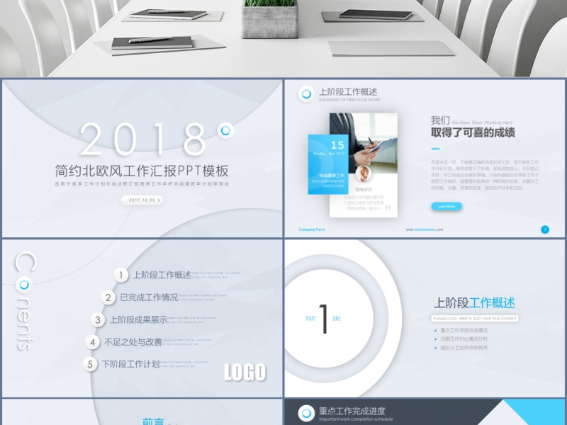 简约北欧美风工作汇报年终总结PPT模板