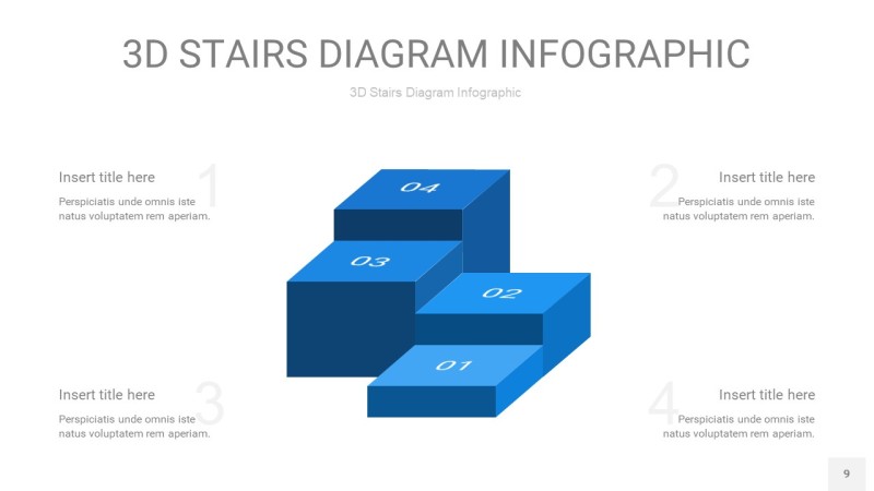 渐变蓝色3D阶梯PPT图表9