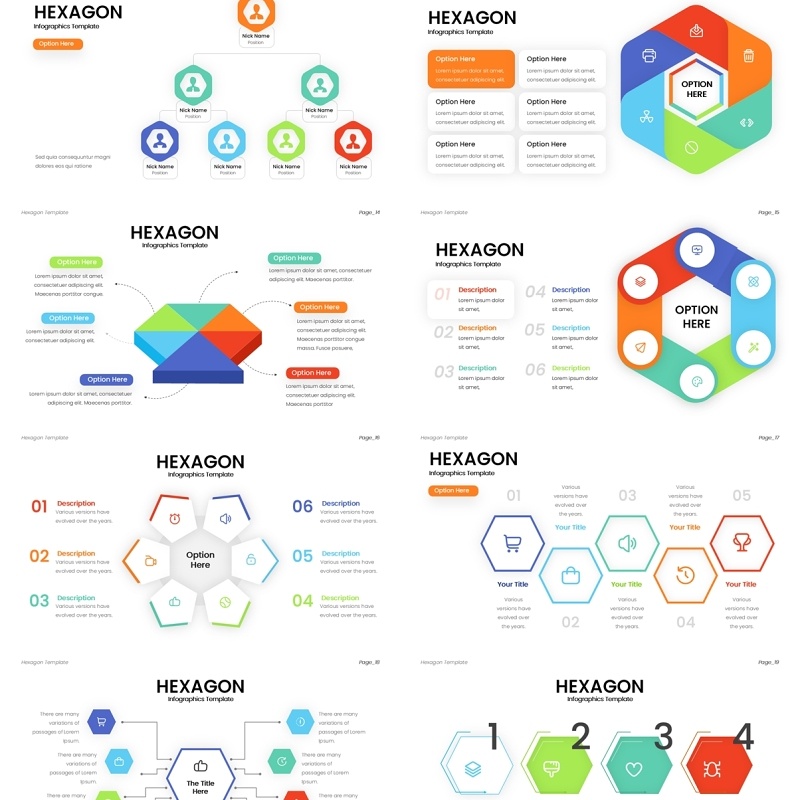 六边形PPT信息图表模板素材hexagon ppt