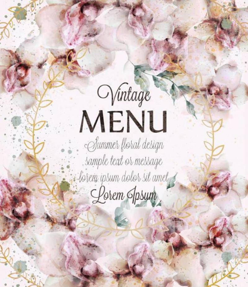 水彩兰花鲜花婚礼卡