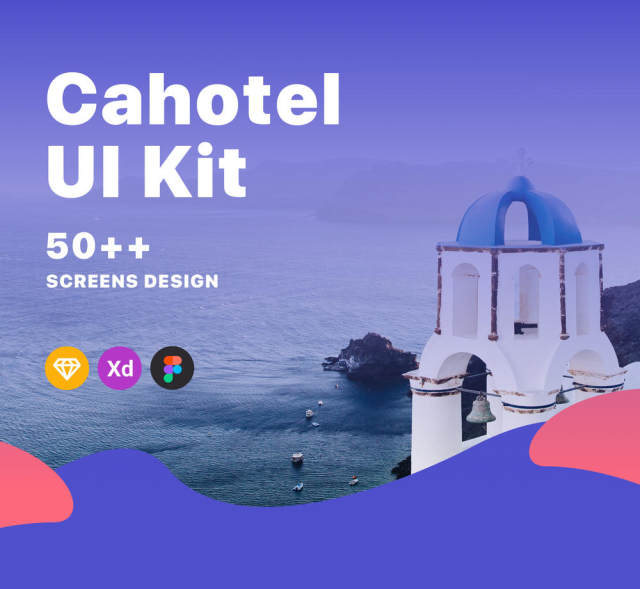 在Sketch，Figma，Adobe XD，CaHotel UI Kit中预订移动应用程序的UI工具包