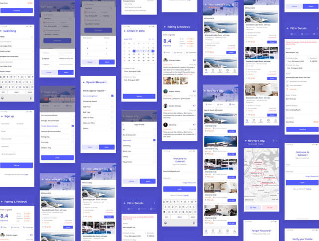 在Sketch,Figma,Adobe XD,CaHotel UI Kit中预订移动应用程序的UI工具包 在Sketch,Figma,Adobe XD,CaHotel UI Kit中预订移动应用程序的UI工具包