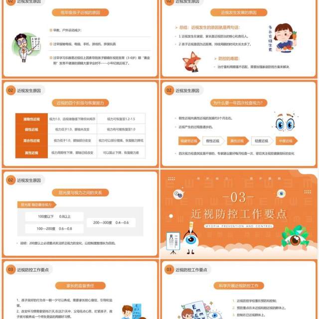 橙色卡通风近视预防健康知识PPT模板 橙色卡通风近视预防健康知识PPT模板