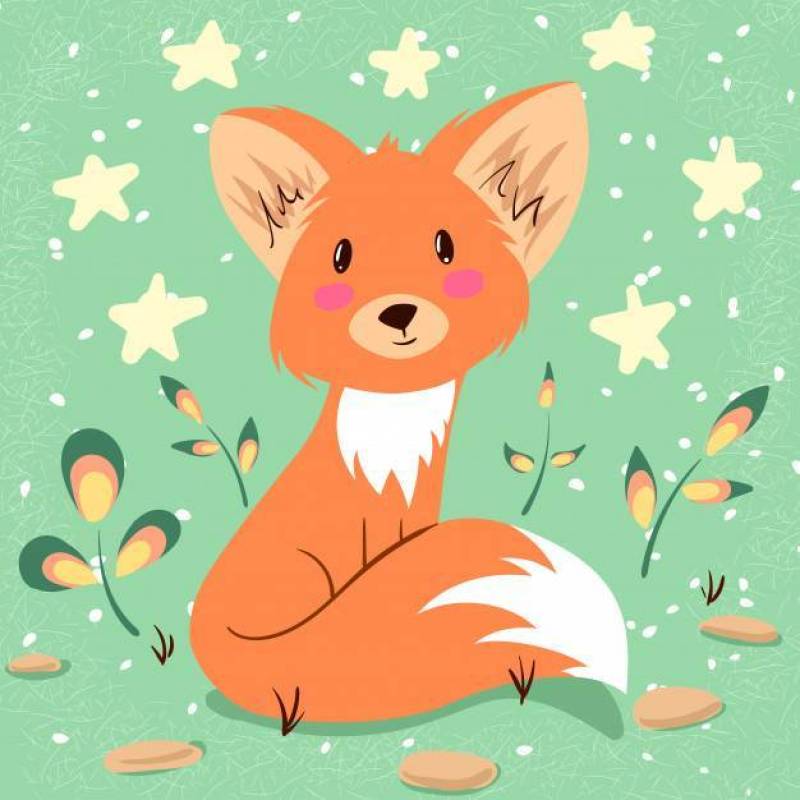 Cute fox illustration. Idea for print t-shirt.