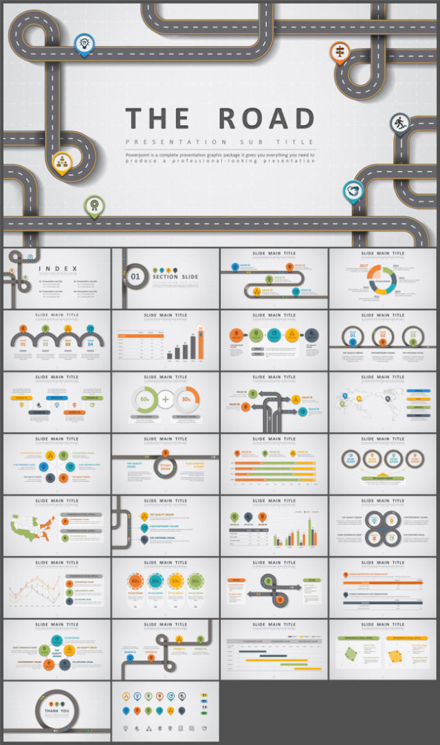 创意公路主题设计PPT模板