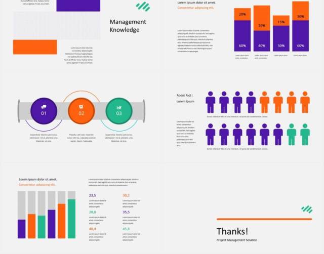 紫橙双色公司项目宣传介绍图片排版设计PPT模板PROJECTO - Project Management Powerpoint Template