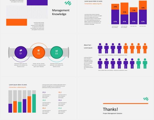 紫橙双色公司项目宣传介绍图片排版设计PPT模板PROJECTO - Project Management Powerpoint Template