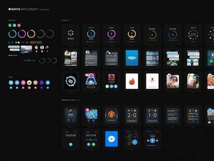 苹果智能手表UI kits（Apple Watch apps UI）