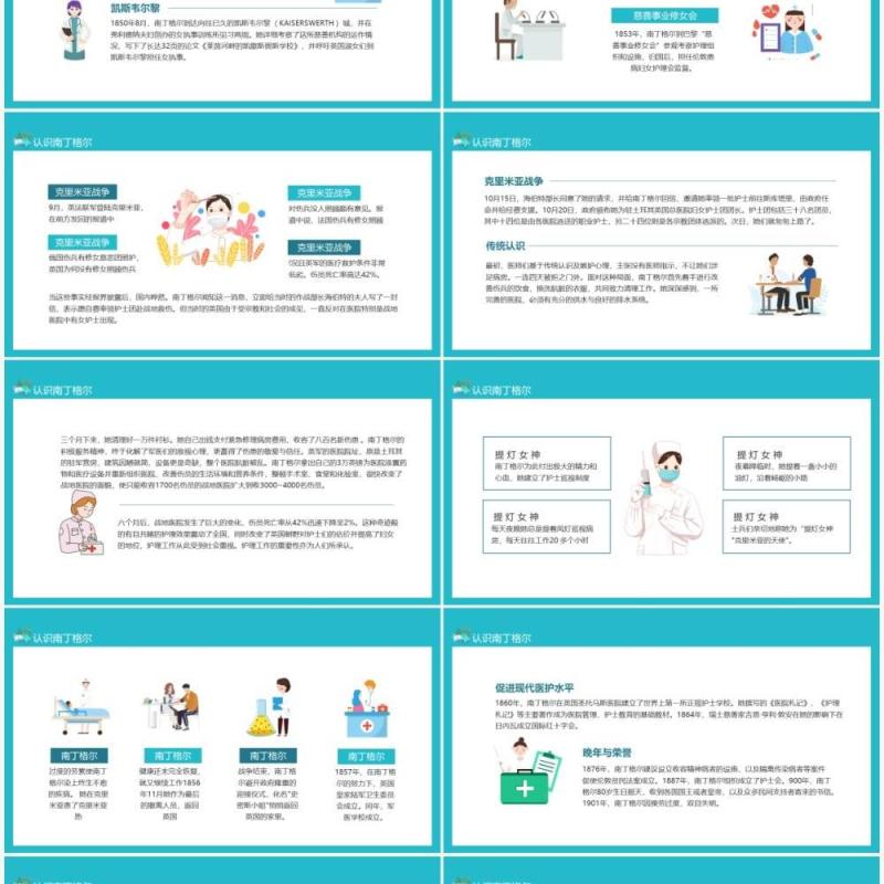 认识南丁格尔护理学先驱现代护理教育奠基人动态课件PPT模板