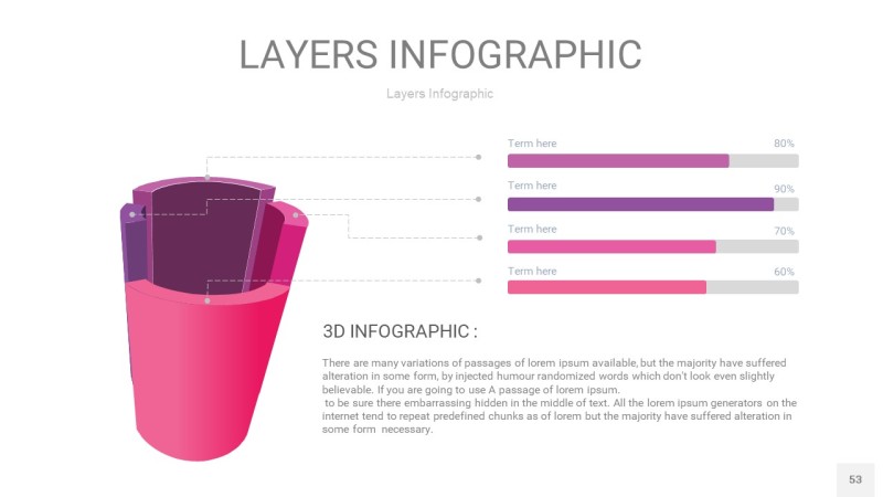 粉紫色3D分层PPT信息图53
