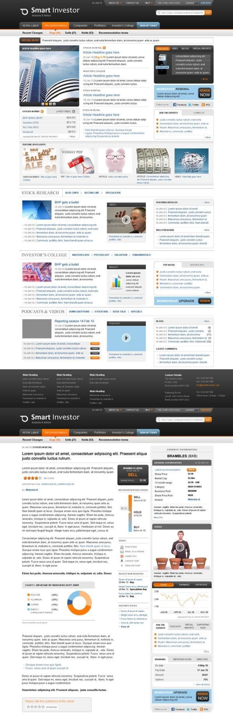 门户网站模板——Psd分层素材