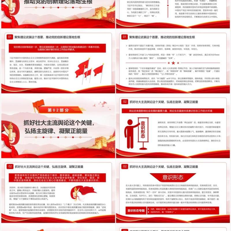 红色中国风抓好意识形态工作PPT模板