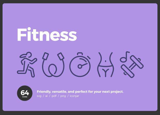 64个健身运动线性图标素材64 Fitness Icons 64个健身运动线性图标素材64 Fitness Icons