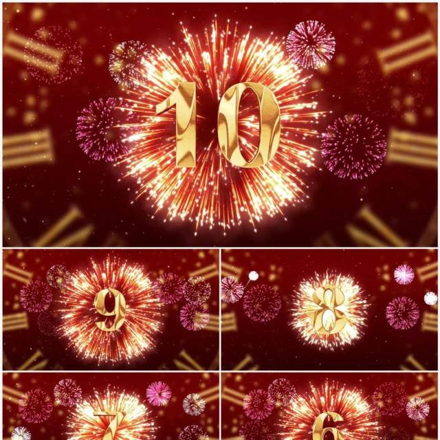 红色新年烟花十秒倒计时PPT模板 红色新年烟花十秒倒计时PPT模板