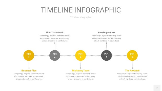 灰黄色时间轴PPT信息图7