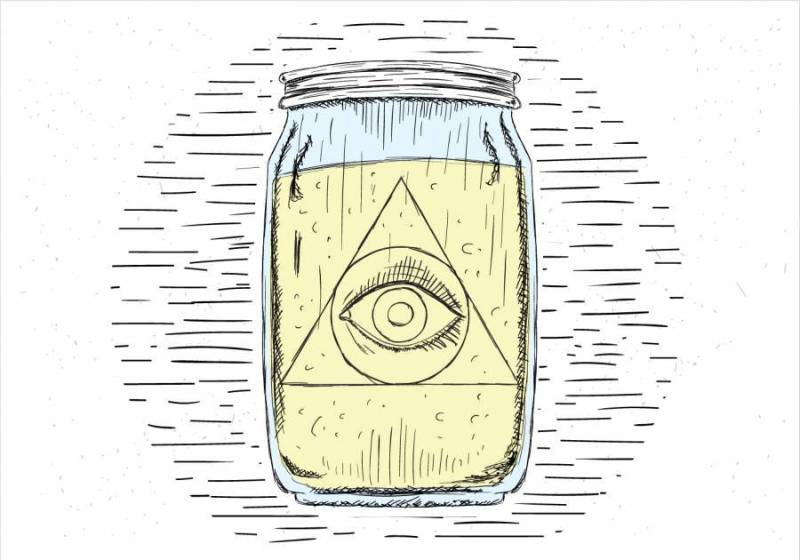 在罐子里的 手绘矢量眼睛