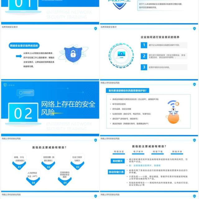 蓝色简约风企业网络安全培训PPT模板 蓝色简约风企业网络安全培训PPT模板