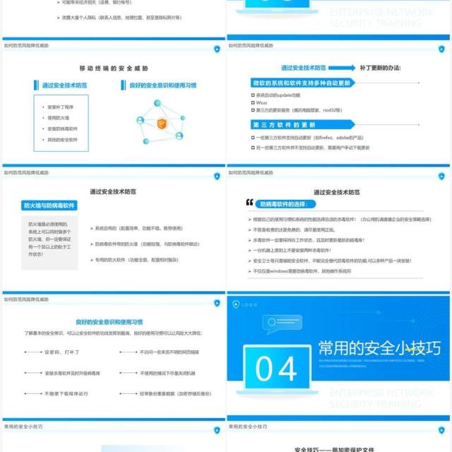蓝色简约风企业网络安全培训PPT模板 蓝色简约风企业网络安全培训PPT模板