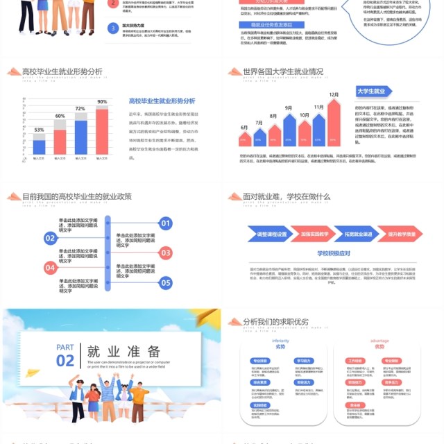 蓝色卡通风大学生就业指导指南PPT模板