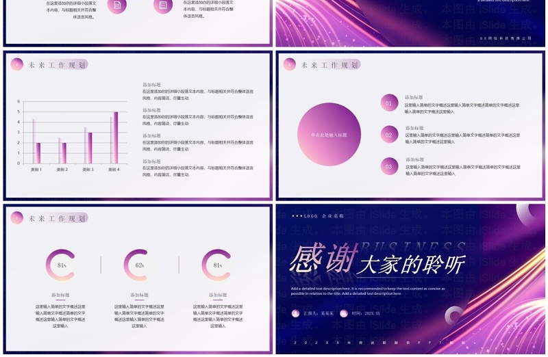 紫色简约风年终述职报告PPT模板