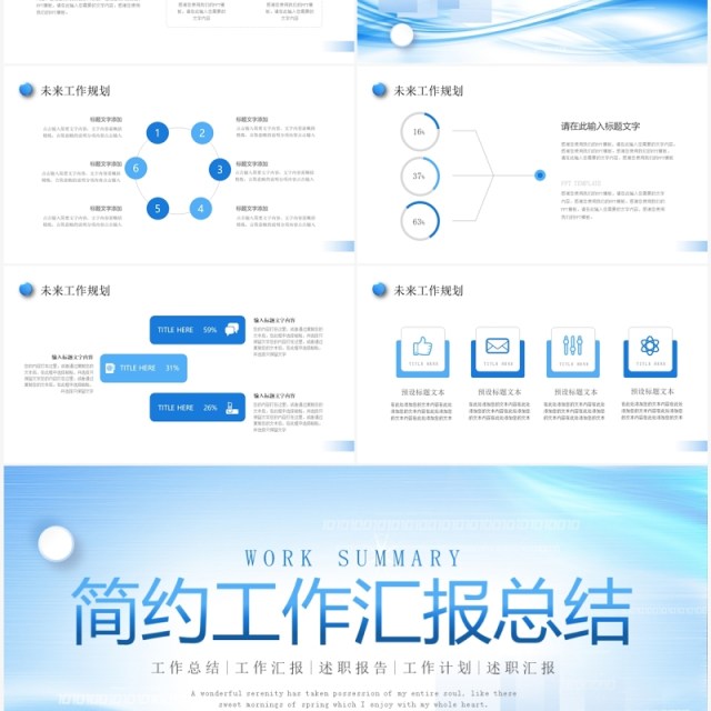 蓝色微粒体工作汇报总结PPT模板