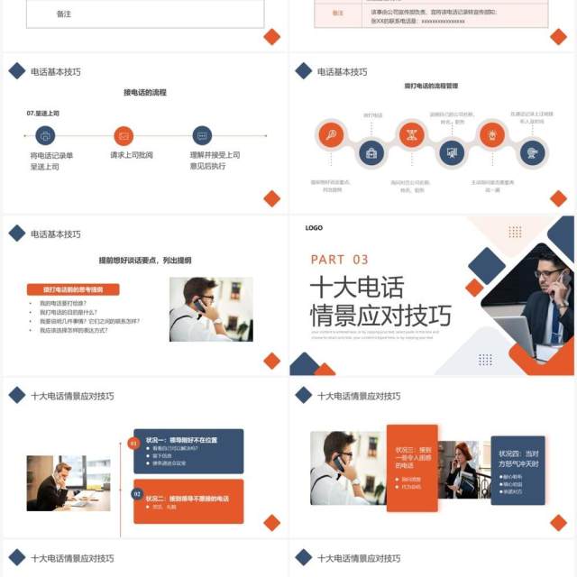 橙蓝商务风口才训练与电话技巧PPT模板 橙蓝商务风口才训练与电话技巧PPT模板