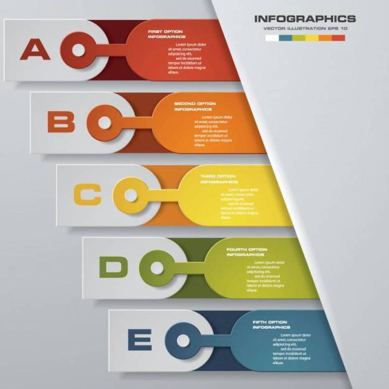 5步信息图表元素图表的演示文稿。 EPS 10