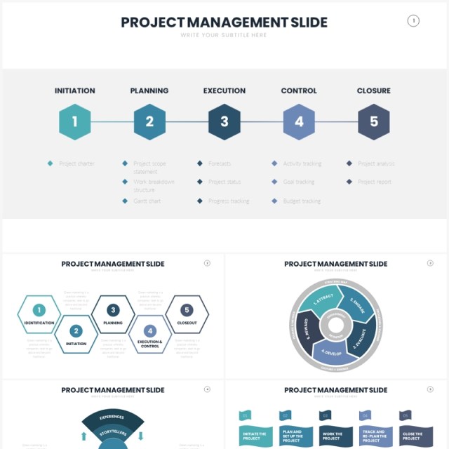 项目流程管理计划PPT信息图表素材Project Management Slides Template