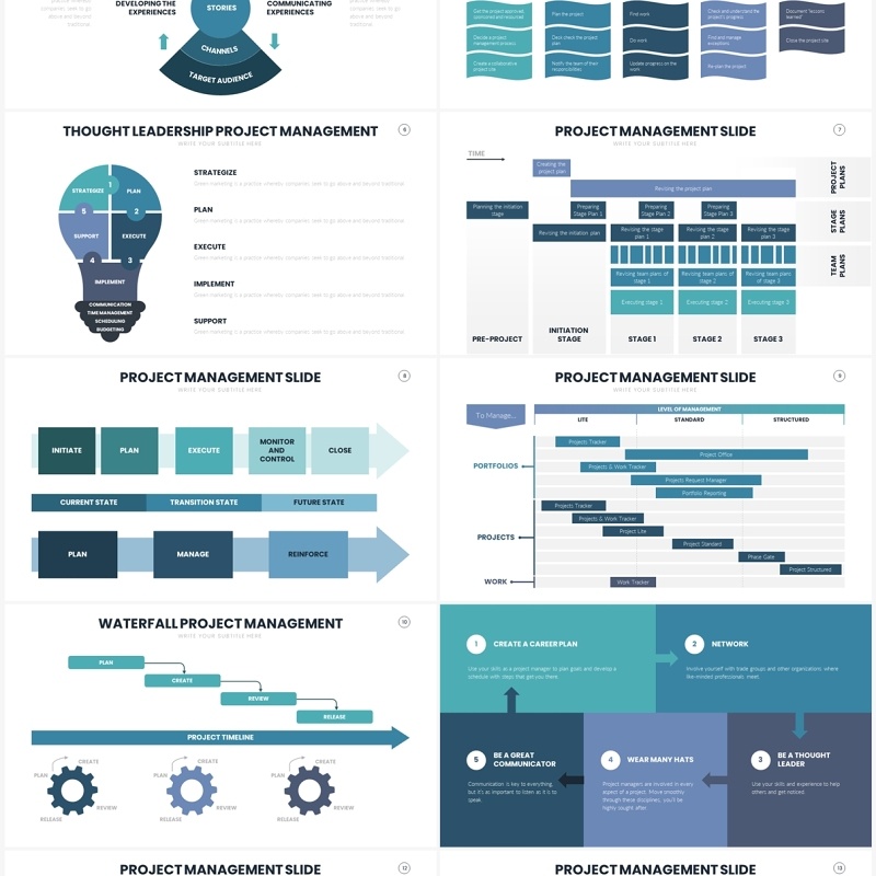 项目流程管理计划PPT信息图表素材Project Management Slides Template