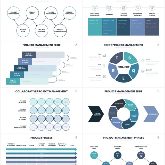 项目流程管理计划PPT信息图表素材Project Management Slides Template