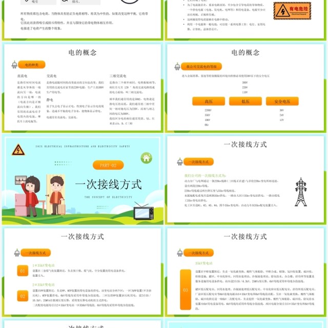 蓝色插画电气基础与用电安全PPT模板 蓝色插画电气基础与用电安全PPT模板
