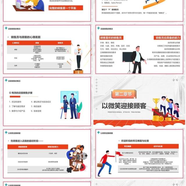 橙色卡通风门店面销售技巧PPT模板 橙色卡通风门店面销售技巧PPT模板