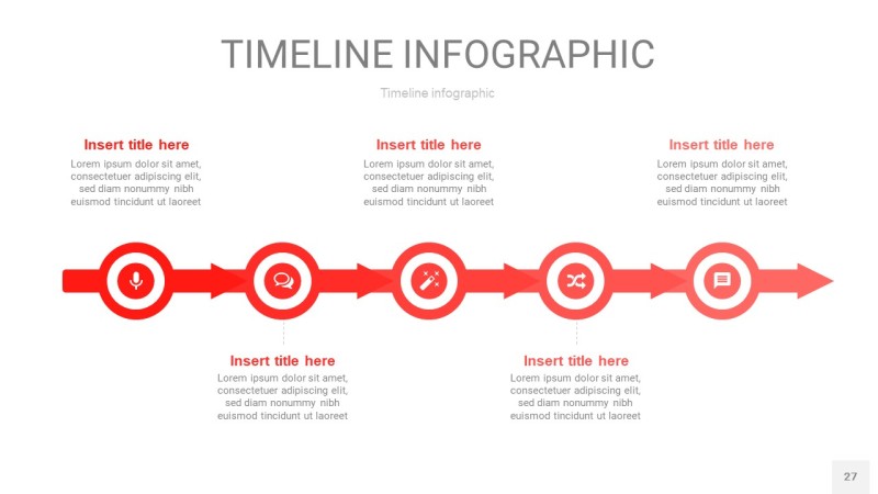 红色时间轴PPT信息图27