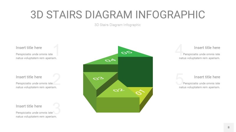 渐变绿色3D阶梯PPT图表8