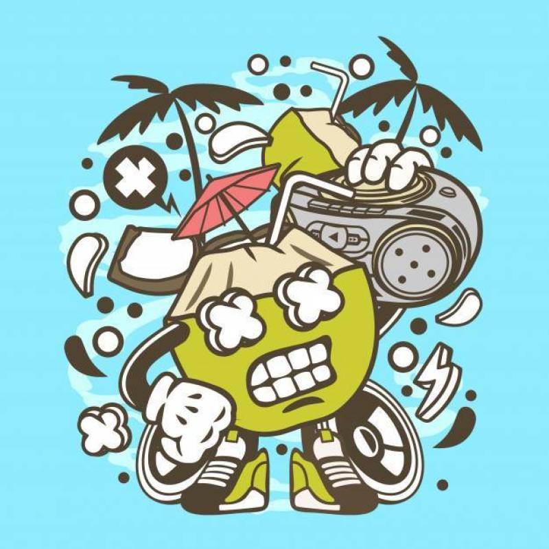 Coconut Boombox Cartoon