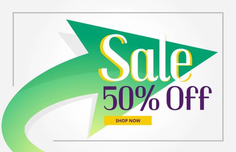 促销出售海报背景与绿色箭头