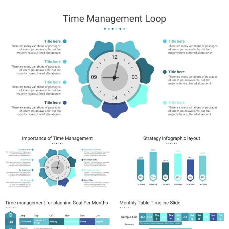 时间管理信息图PPT模板素材Time Managment Package