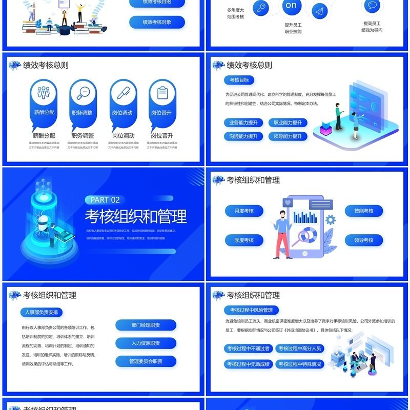 蓝色商务风员工绩效考核管理PPT模板